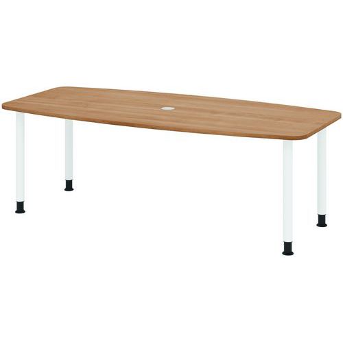 Table De Réunion Tonneau À 4 Pieds-220x105cm-noyer-blanc