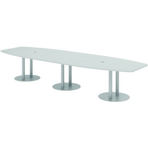 Table De Réunion À Pieds Colonnes-400x130cm-gris-argent