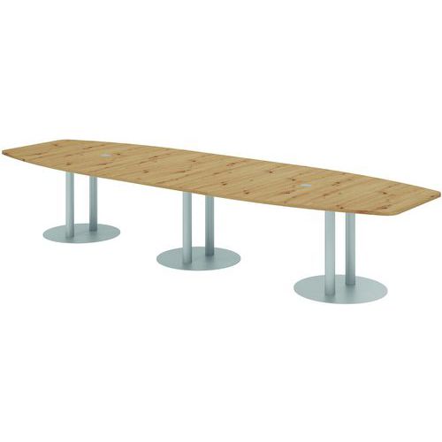 Table De Réunion Pieds Colonnes-400x130cm-chêne Ambré-argent