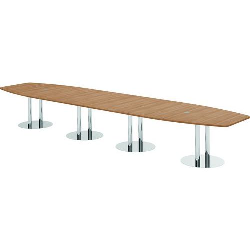 Table De Réunion À Pieds Colonnes-520x130cm-noyer-chrome