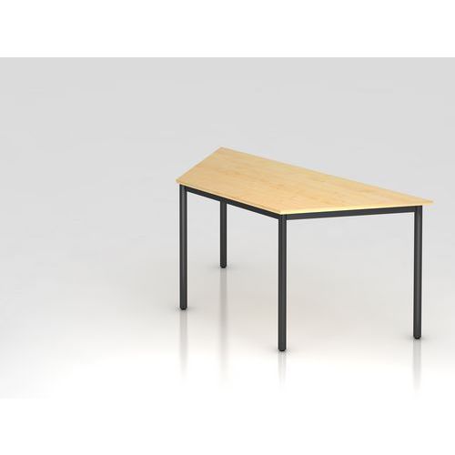 Table De Réunion Trapèze À Pieds Ronds-160x69cm-érable-noir