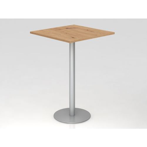 Table Haute De Réunion Carrée-80x80cm-chêne Ambré-argent