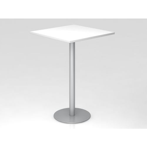 Table Haute De Réunion Carrée-80x80cm-blanc-argent