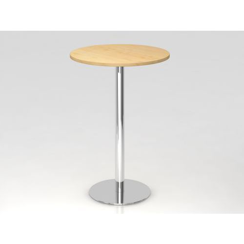 Table Haute De Réunion Ronde-ø80cm-érable-chrome