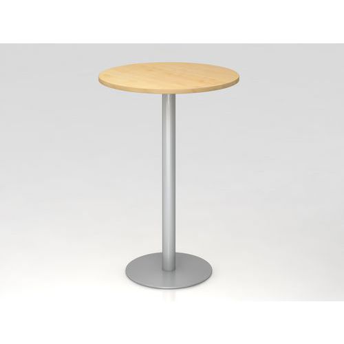 Table Haute De Réunion Ronde-ø80cm-érable-argent