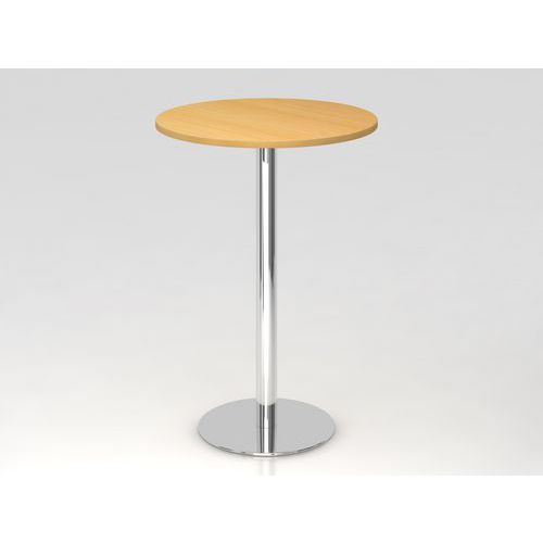 Table Haute De Réunion Ronde-ø80cm-hêtre-chrome