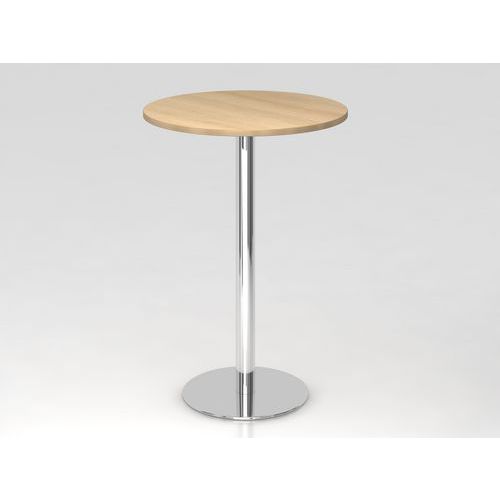 Table Haute De Réunion Ronde-ø80cm-chêne-chrome
