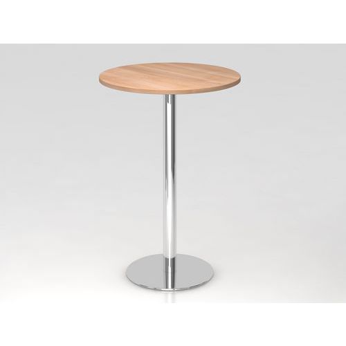 Table Haute De Réunion Ronde-ø80cm-noyer-chrome