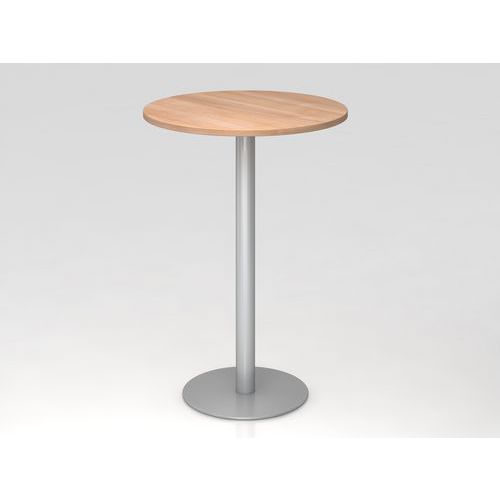 Table Haute De Réunion Ronde-ø80cm-noyer-argent