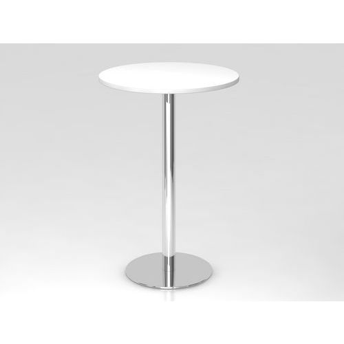 Table Haute De Réunion Ronde-ø80cm-blanc-chrome