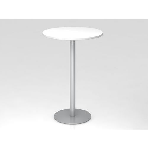 Table Haute De Réunion Ronde-ø80cm-blanc-argent