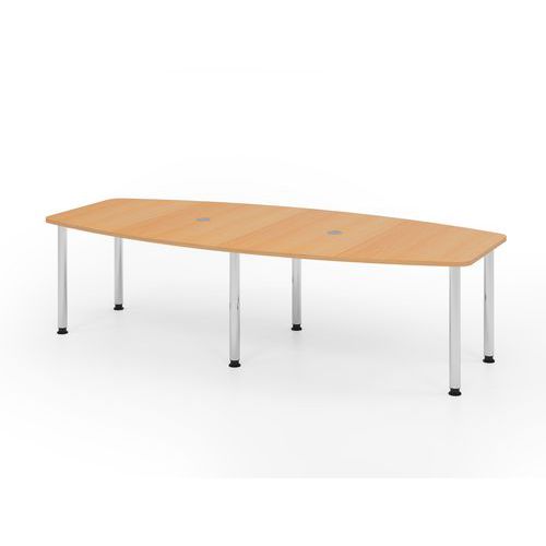 Table Réunion Tonneau À 6 Pieds-220x130cm-hêtre-chrome