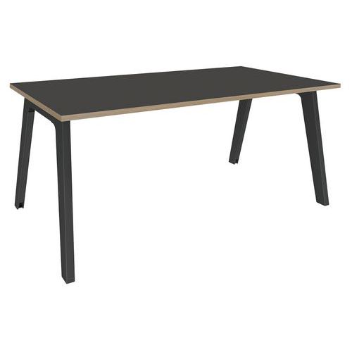 Bureau Simple Steel Graphite L140xp80 Cm Carbone/chêne Clair/carbone
