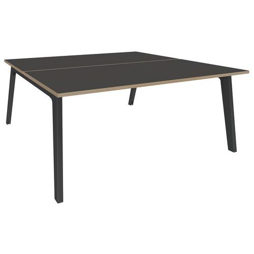 Bureau Steel Graphite L180xp163cm Carbone/chêne Clair/carbone