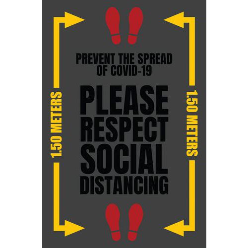 Tapis Imprimé Washable keep Distance-gris-115x180cm