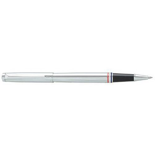 Stylo roller Hechter Paris drapeau France laqué - Pointe fine 2mm argent - Rechargeable et effaçable