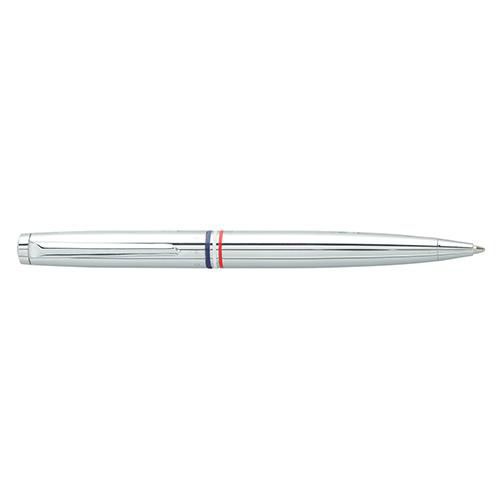 Hechter Paris - Stylo Bille Drapeau France Laqué Argent - Pointe Fine Bleue - Idéal Télétravail