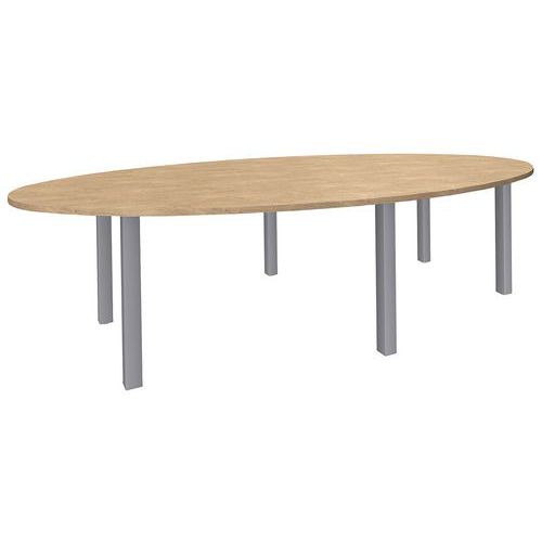 Table Ovale Lounge 6 Pieds 280x140 Cm Chêne Clair/aluminium