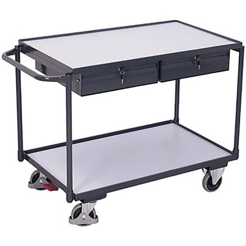 Chariot Esd à 2 Plateaux Avec 2 Tiroirs / Sw-600.939