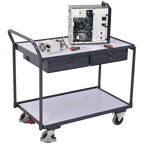 Chariot Esd à 2 Plateaux Avec 2 Tiroirs / Sw-600.959