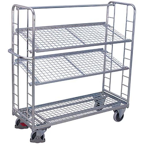Chariot Galvanisé Avec 3 Étagères Grillagées / Sw-540.226