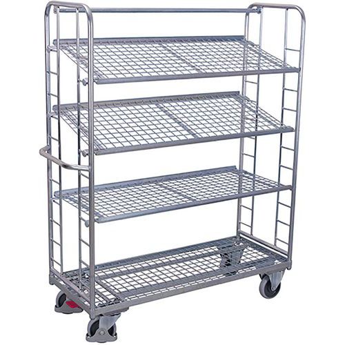 Chariot Galvanisé Avec 4 Étagères Grillagées / Sw-640.218