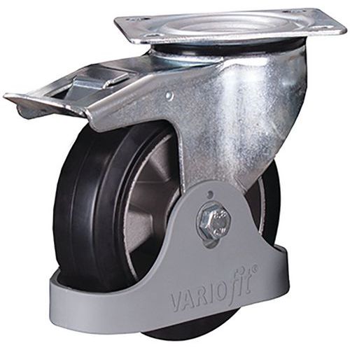 Rôle Pivotante Avec Frein En Caoutchouc Élastique Plein