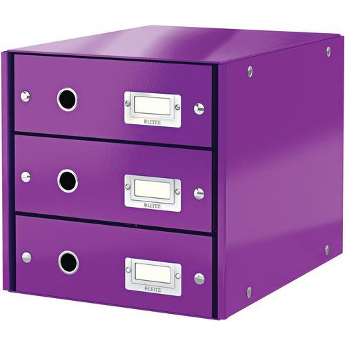 Bloc De Classement Leitz Click & Store 3 Tiroirs Violet