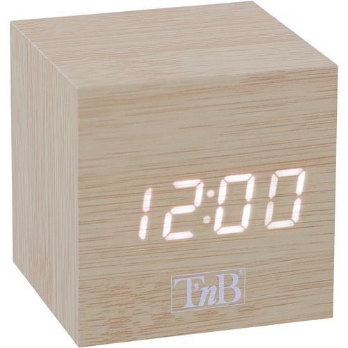 TNB - Réveil LED Joy Finition Bois - Marron/Beige - Numérique - MDF - Design Moderne