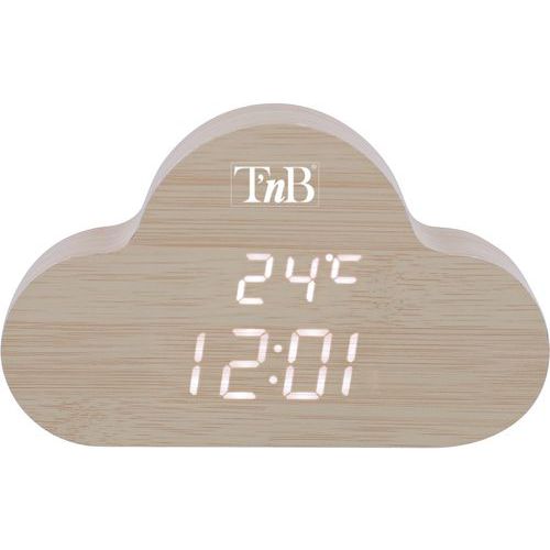 TNB - Réveil LED Nuage Joy - Finition Bois Marron/Beige - Affichage Numérique - Décoration Moderne