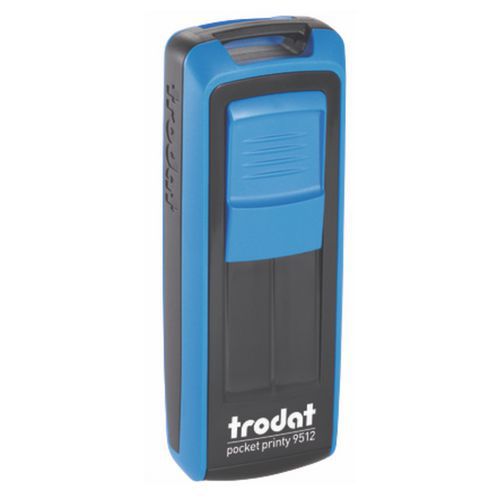 Trodat - Tampon Pocket Printy 9512 Bleu - 4 Lignes Personnalisable - Encre Noire - 47x18mm