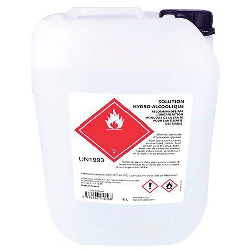 Solution hydroalcoolique 74 % pour les mains - 10L Solution hydroalcoolique 74 % pour les mains - 10L