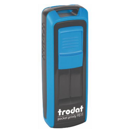 Trodat - Tampon 3 lignes Printy 9511 Pocket - Bleu, Encre Noire - Personnalisable - 38x14mm
