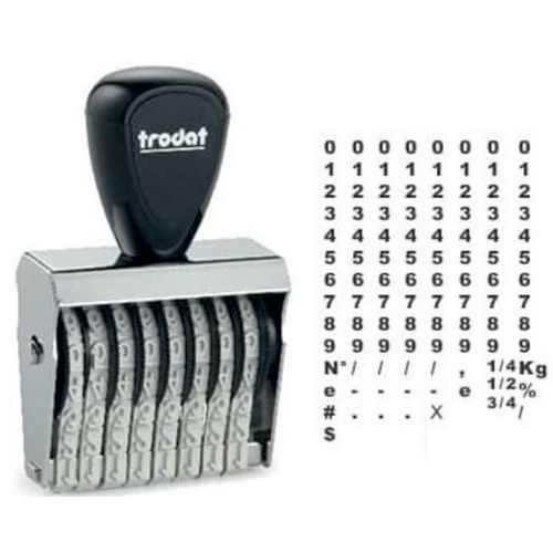 Trodat - Tampon Numéroteur 10 Bandes 49x5mm - Encrage Séparé Noir - Boîtier Noir/Gris - Robuste Métallique