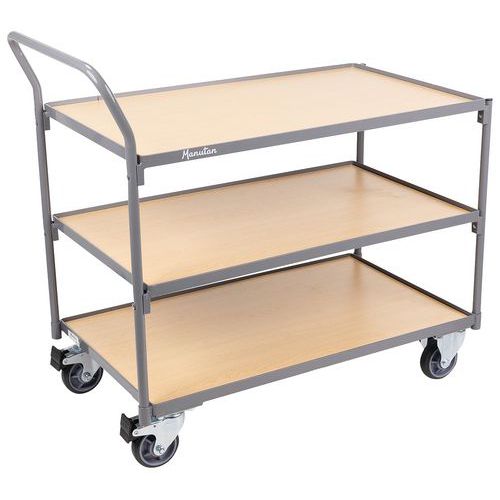 Chariot 3 Plateaux -250kg - Barre Verticale- L1000 - Manutan