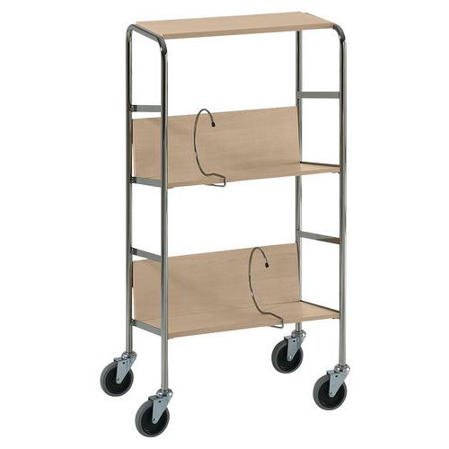 Chariot De Classeurs - 2 Plateaux Hêtre - Capacité 75 Kg