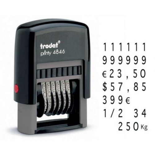 Trodat - Tampon Numéroteur Printy 4846 - 6 Bandes 4mm - Noir - Encre Automatique