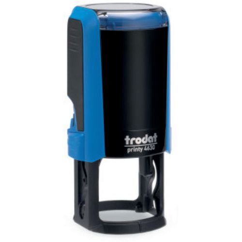 Trodat - Tampon Printy rond 4630 - Bleu boîtier, encre noire - Personnalisable jusqu'à 6 lignes - 30mm