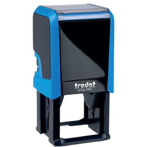 Trodat - Tampon encreur Printy 4924 Bleu - 8 lignes personnalisable - Encre noire - 40x40mm