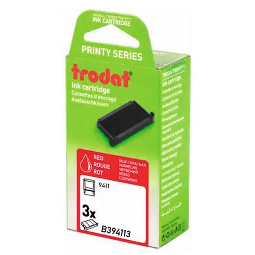 Trodat - Cassettes d'encrage noires pour tampon 9411 - Lot de 3 - Encre permanente et écologique