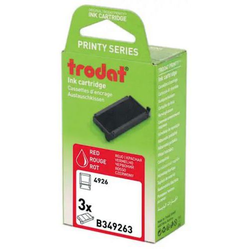 Trodat - Pack 3 Cassettes Encre Rouge 6/4926 - Pour Tampon 4926 - Éco-responsable