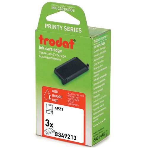 Trodat - Lot de 3 cassettes d'encrage rouge 6/4921 pour tampon 4921 - Éco-responsable 74% recyclé