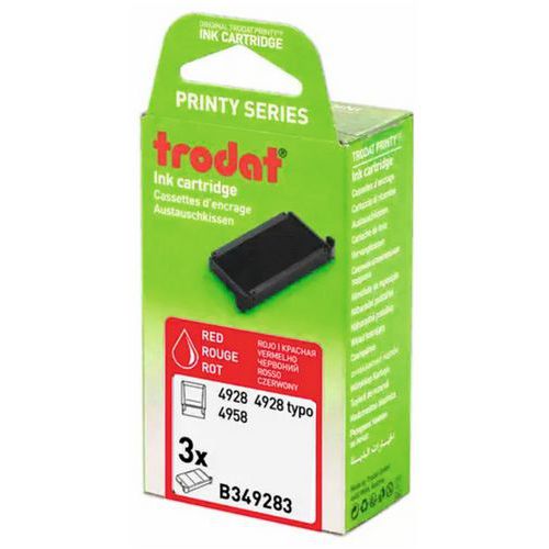 Pack carton 3 cassettes encrage 6/4928 - Encre rouge -Trodat Pack carton 3 cassettes encrage 6/4928 - Encre rouge -Trodat