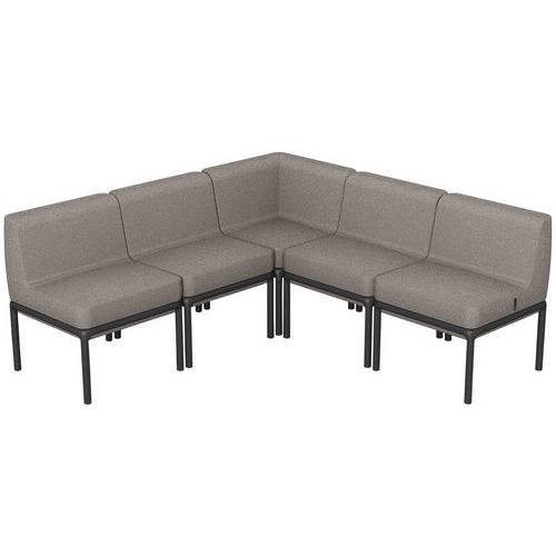 Banquette D'angle Lotua Tissu 100% Polyester Gris Moyen