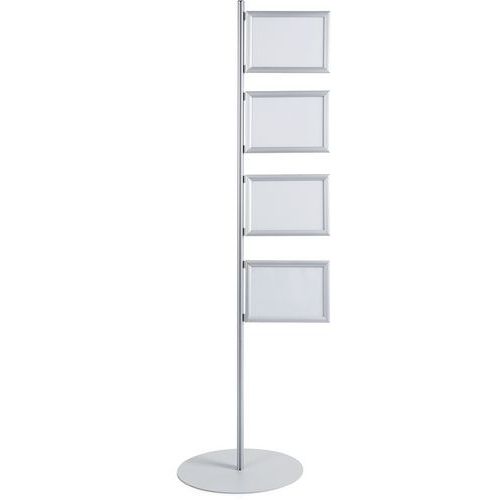 Bi-Office - Panneau d'information A4 Lacqué Gris - 4 Cases - Aluminium - 1800x570mm - Présentoir Durable