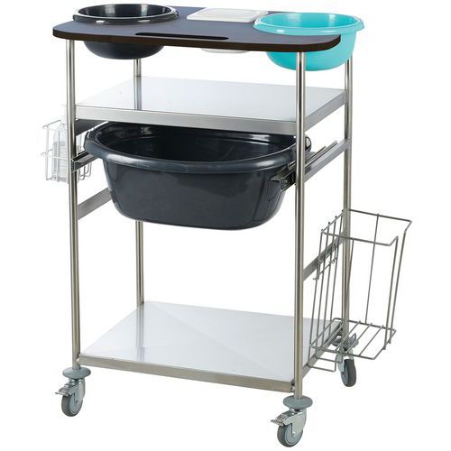 Sclessin Fonction Linge - Chariot Optimum Bleu - Toilette et Collecte du Linge - 8L - Inox - 47x71x92cm