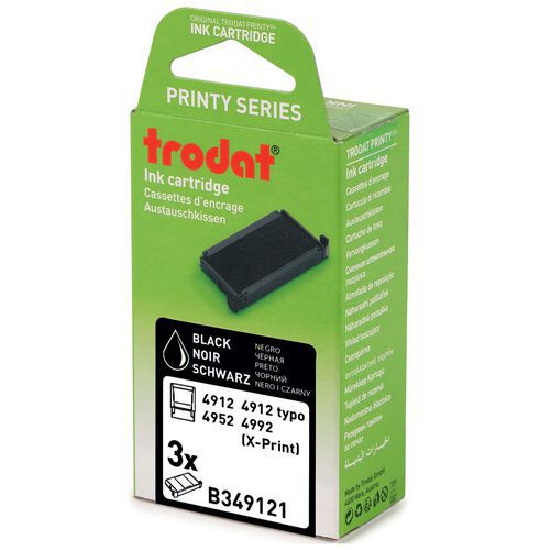 Trodat - Pack 3 Cassettes Encre Noire 6/4912 - Pour Modèle 4912/4992 - Éco-responsable 74% Recyclé