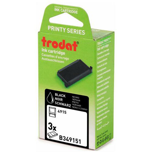 Trodat - Pack 3 Cassettes Encre Noire 6/4915 - Pour Tampons 4913/4915 - Éco-responsable