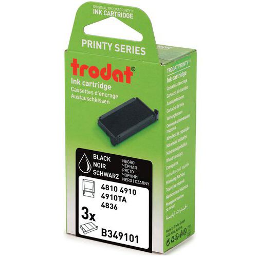 Trodat - Pack 3 Cassettes d'Encre 6/4910 - Noir - Éco-responsable - Pour Tampon 4910