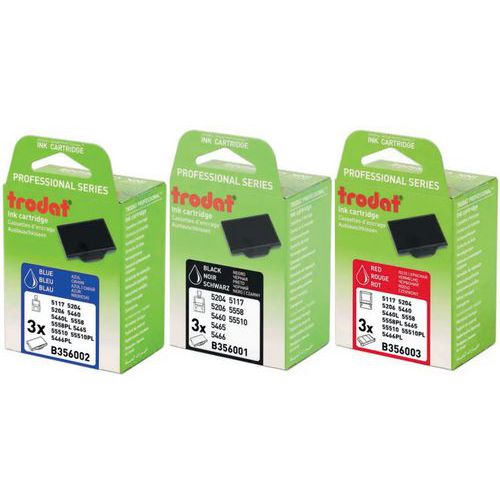 Trodat - Pack 3 Cassettes d'Encres Rouge 6/56 - Pour Modèles 5117 à 5466 - Éco-responsable